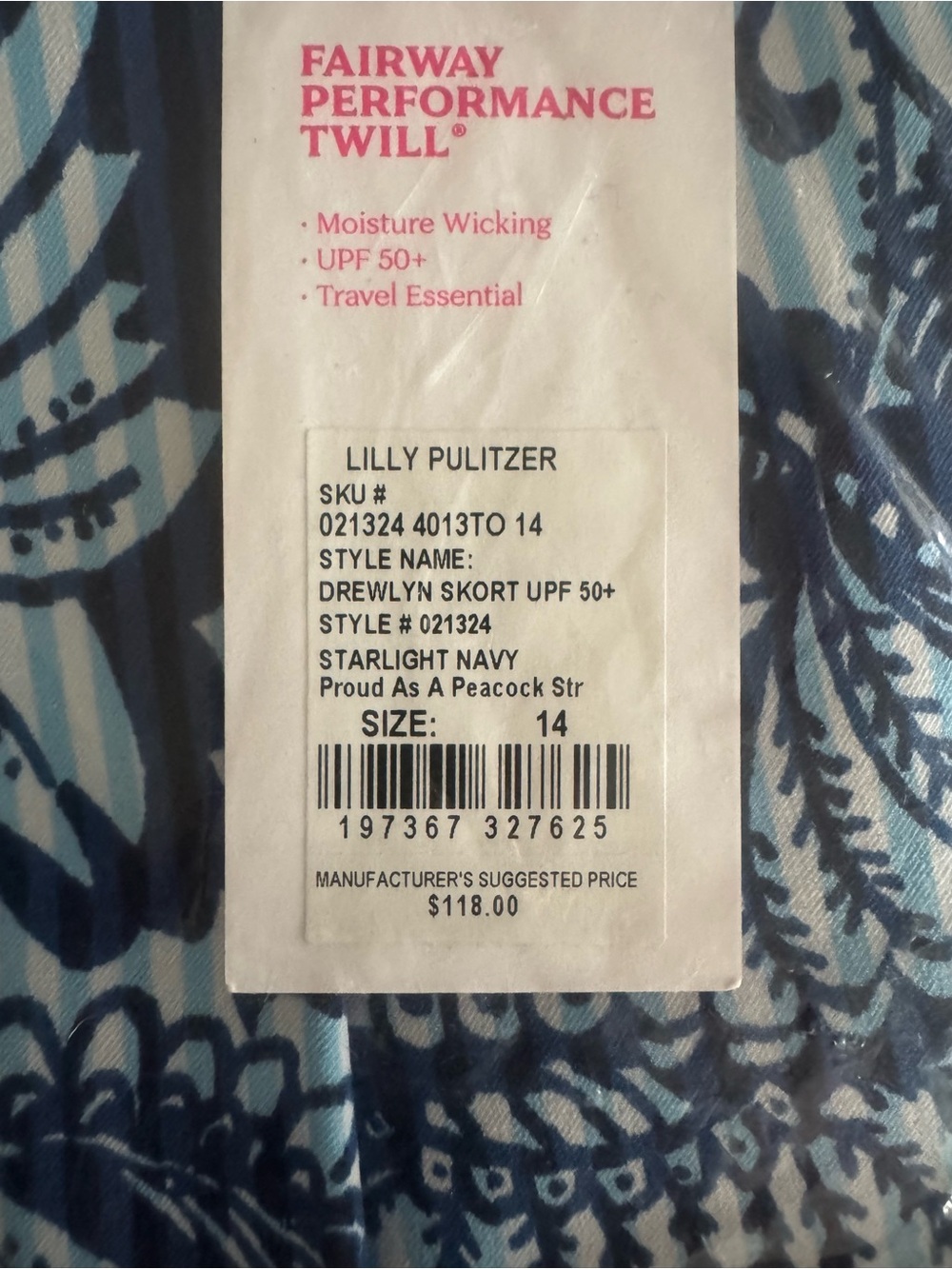 NWT Lilly Pulitzer 14 UPF 50+ Luxletic Drewlyn Skort “Starlight Navy” sz 14 - Picture 9 of 10